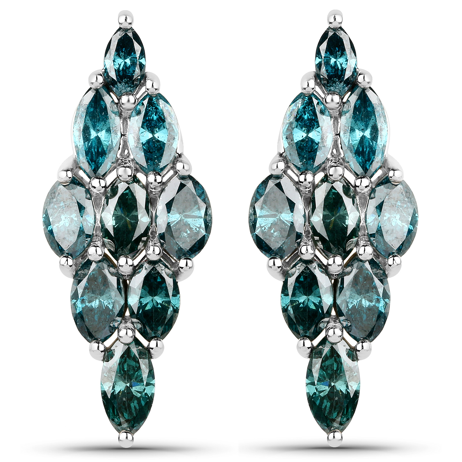 5.19 Carat Genuine Blue Diamond 14K White Gold Earrings