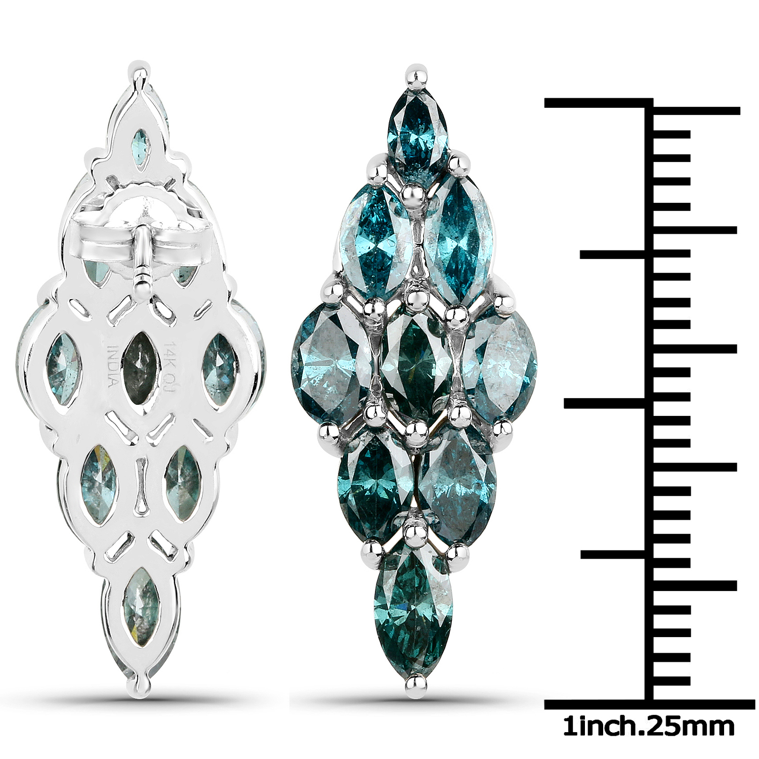 5.19 Carat Genuine Blue Diamond 14K White Gold Earrings