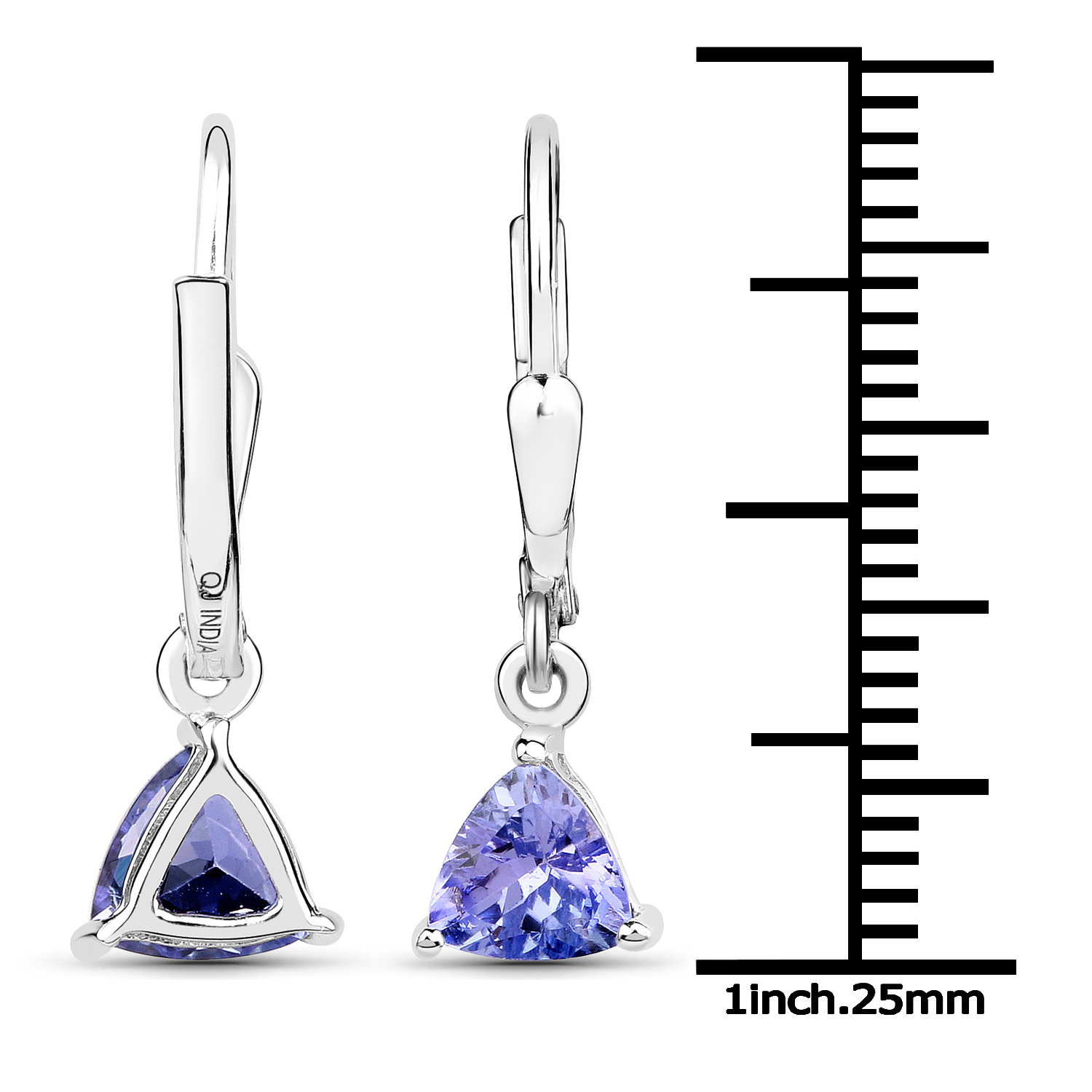 1.18 Carat Genuine Tanzanite .925 Sterling Silver Earrings