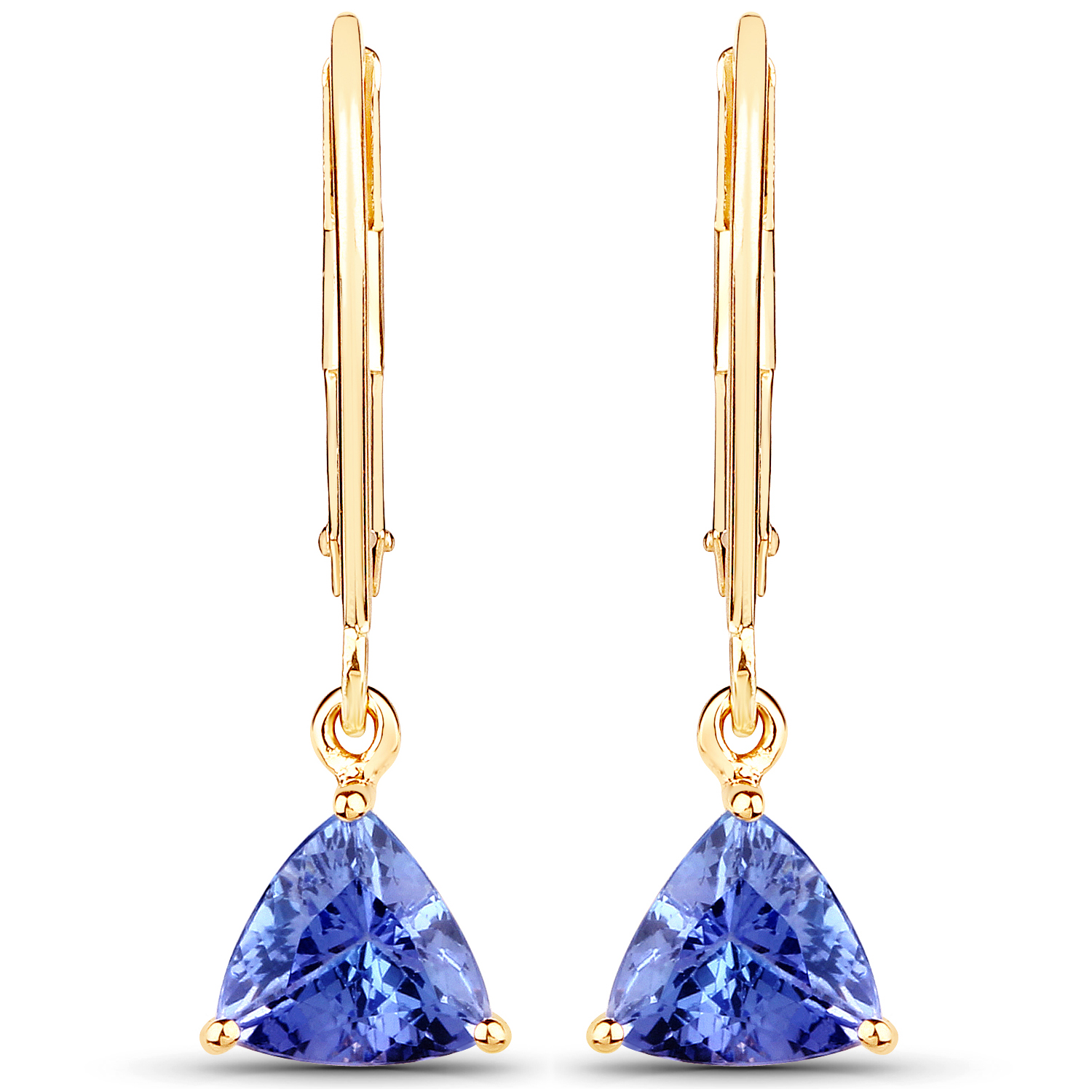 1.18 Carat Genuine Tanzanite 14K Yellow Gold Earrings