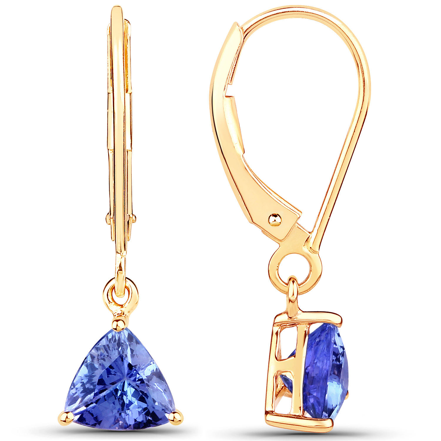 1.18 Carat Genuine Tanzanite 14K Yellow Gold Earrings