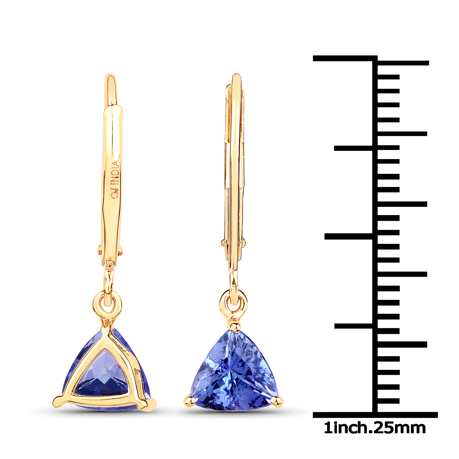 1.18 Carat Genuine Tanzanite 14K Yellow Gold Earrings