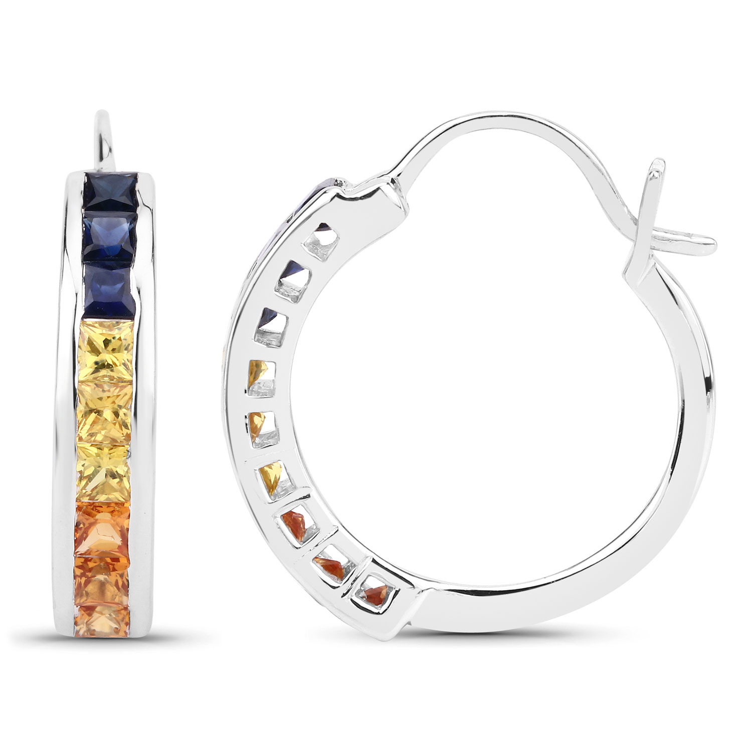 2.16 Carat Genuine Multi Sapphire .925 Sterling Silver Earrings