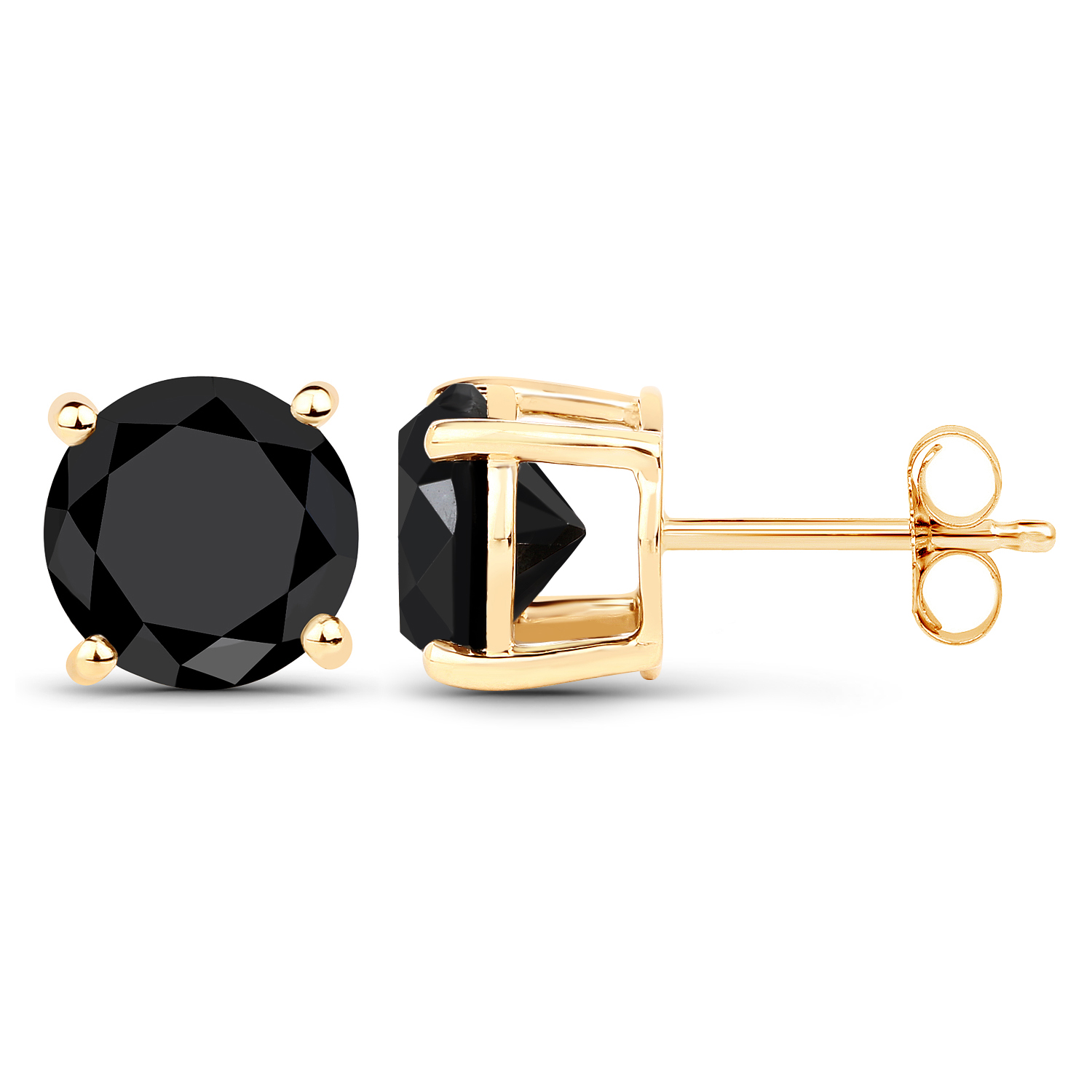 5.05 Carat Genuine Black Diamond 14K Yellow Gold Earrings