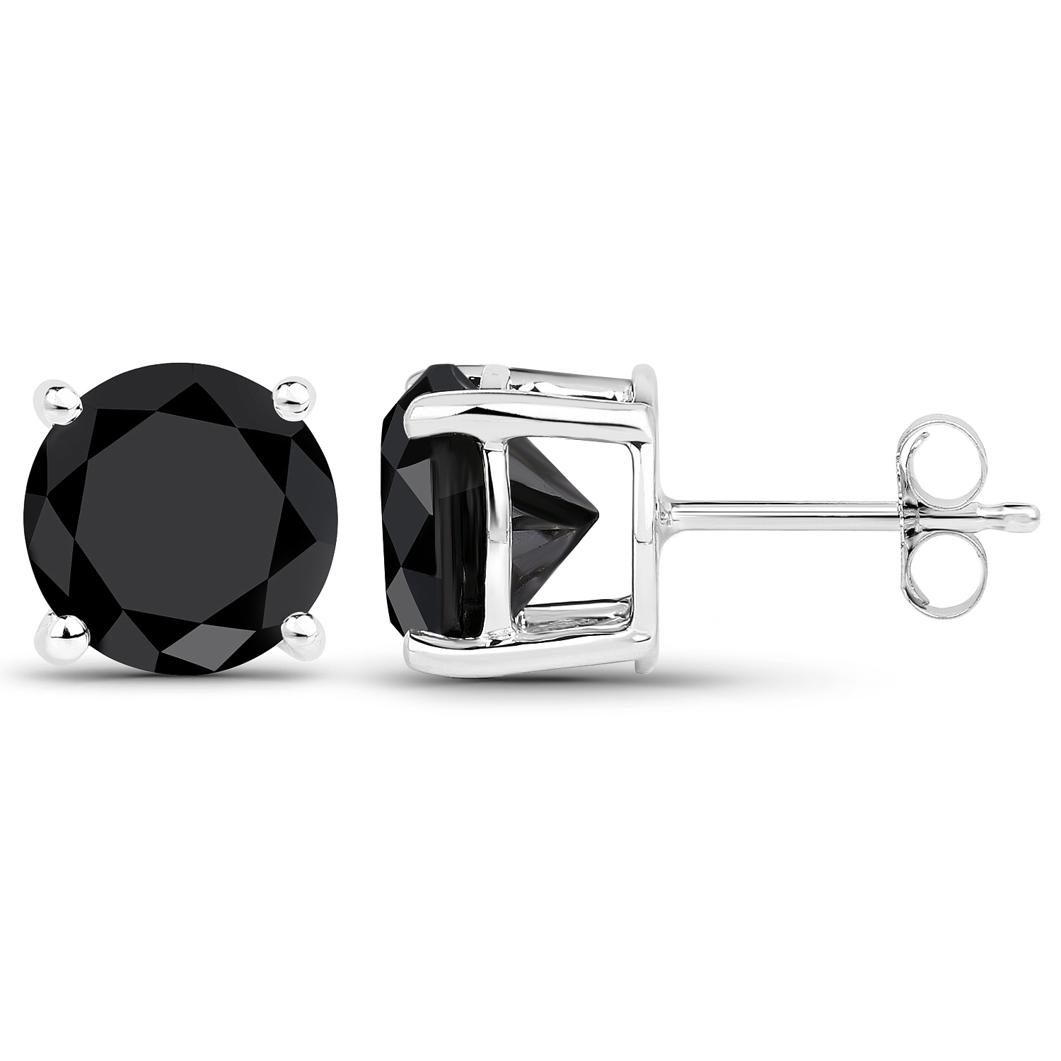 5.22 Carat Genuine Black Diamond 14K White Gold Earrings