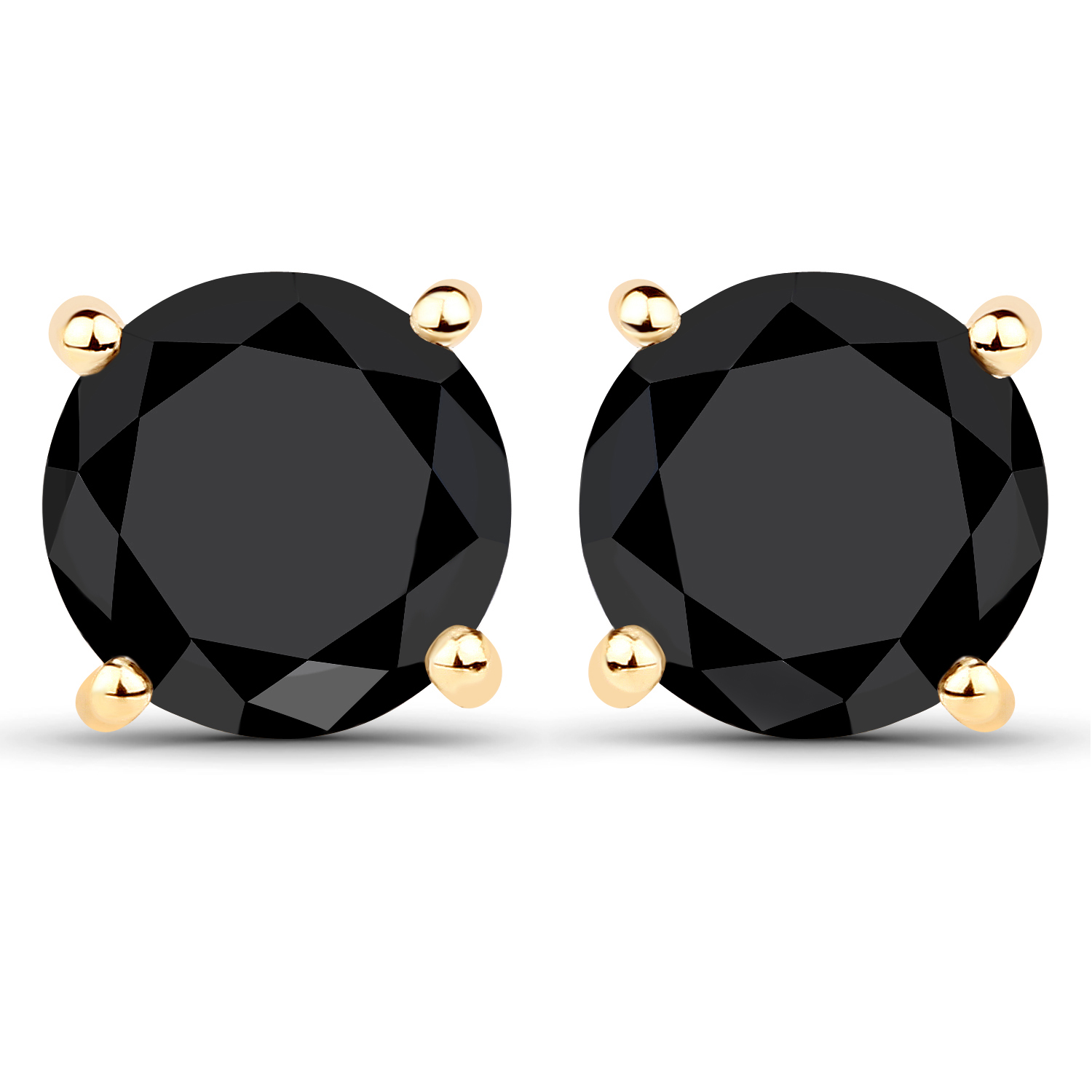 5.42 Carat Genuine Black Diamond 14K Yellow Gold Earrings