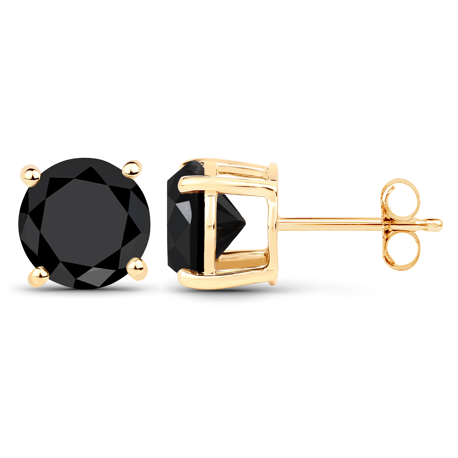5.42 Carat Genuine Black Diamond 14K Yellow Gold Earrings