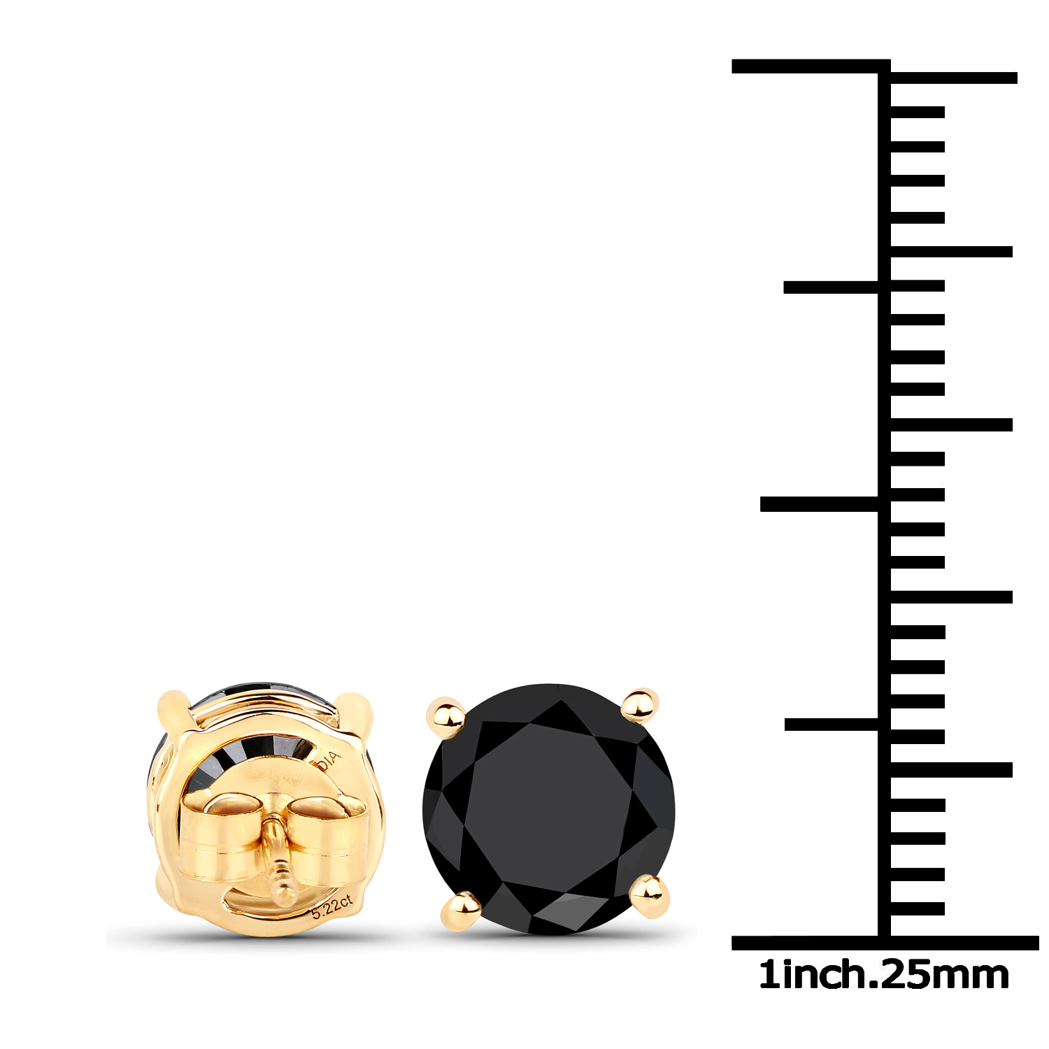 5.61 Carat Genuine Black Diamond 14K Yellow Gold Earrings