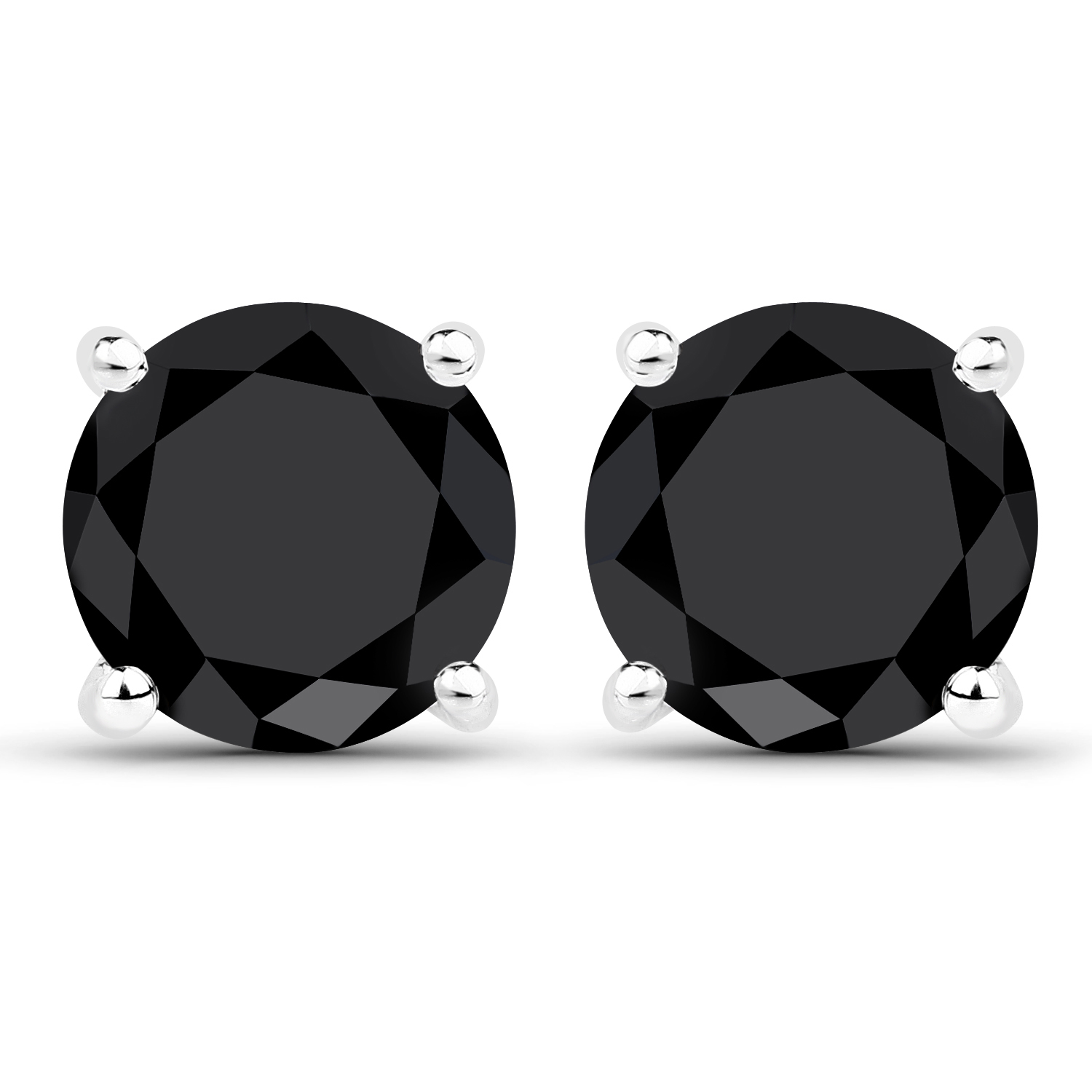 5.65 Carat Genuine Black Diamond 14K White Gold Earrings