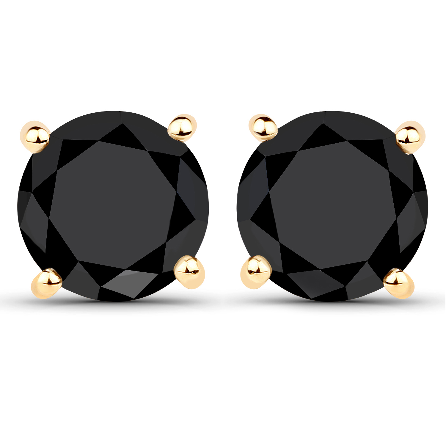 5.74 Carat Genuine Black Diamond 14K Yellow Gold Earrings