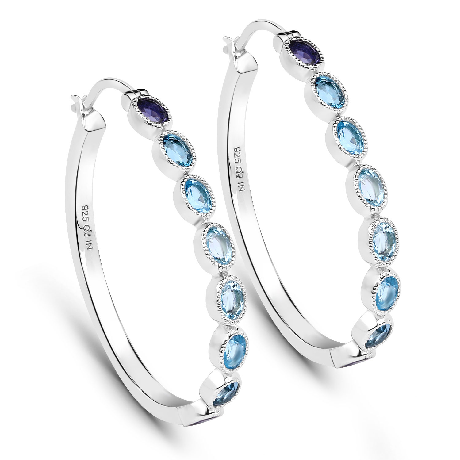 3.00 Carat Genuine Multi Stones .925 Sterling Silver Earrings
