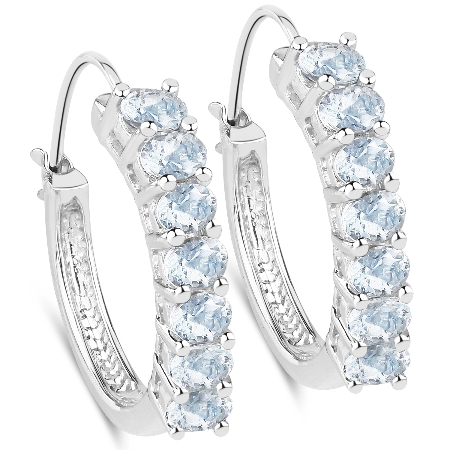2.10 Carat Genuine Aquamarine .925 Sterling Silver Earrings
