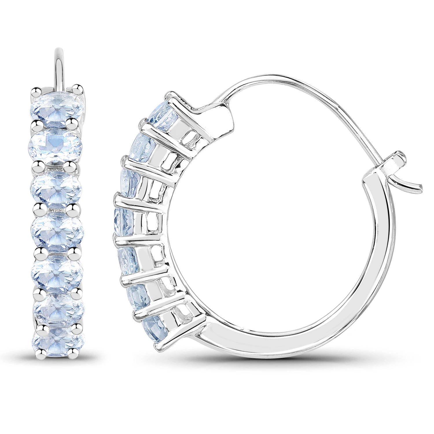 2.10 Carat Genuine Aquamarine .925 Sterling Silver Earrings