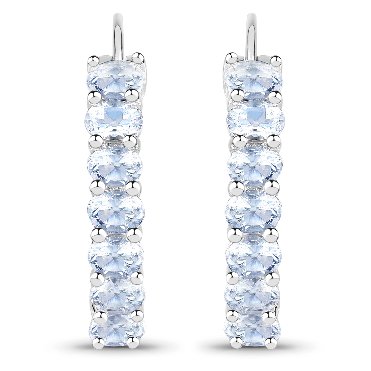 2.10 Carat Genuine Aquamarine .925 Sterling Silver Earrings