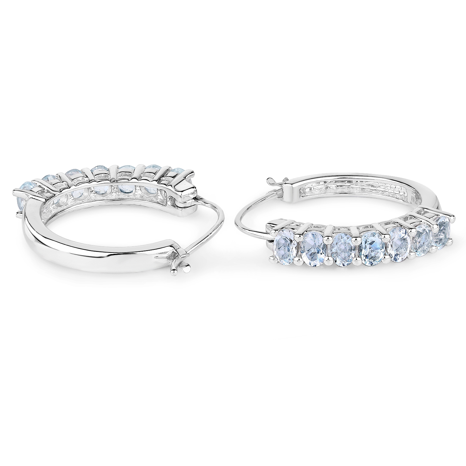 2.10 Carat Genuine Aquamarine .925 Sterling Silver Earrings