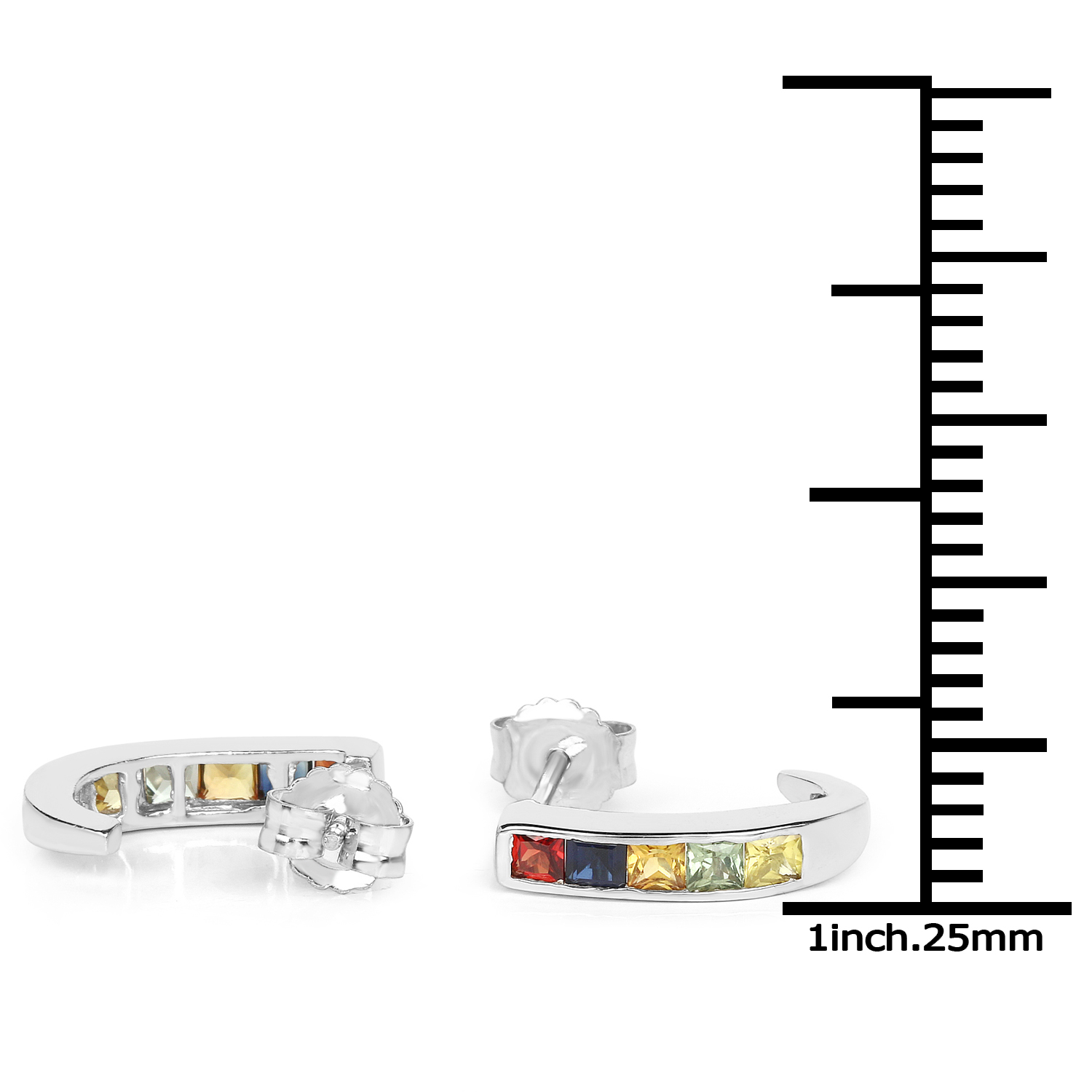 1.52 Carat Genuine Multi Sapphire .925 Sterling Silver Earrings