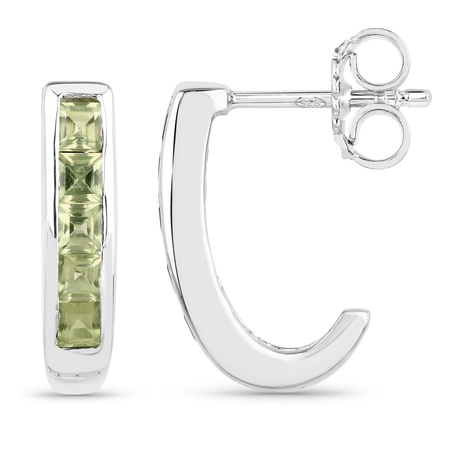 1.60 Carat Genuine Peridot .925 Sterling Silver Earrings