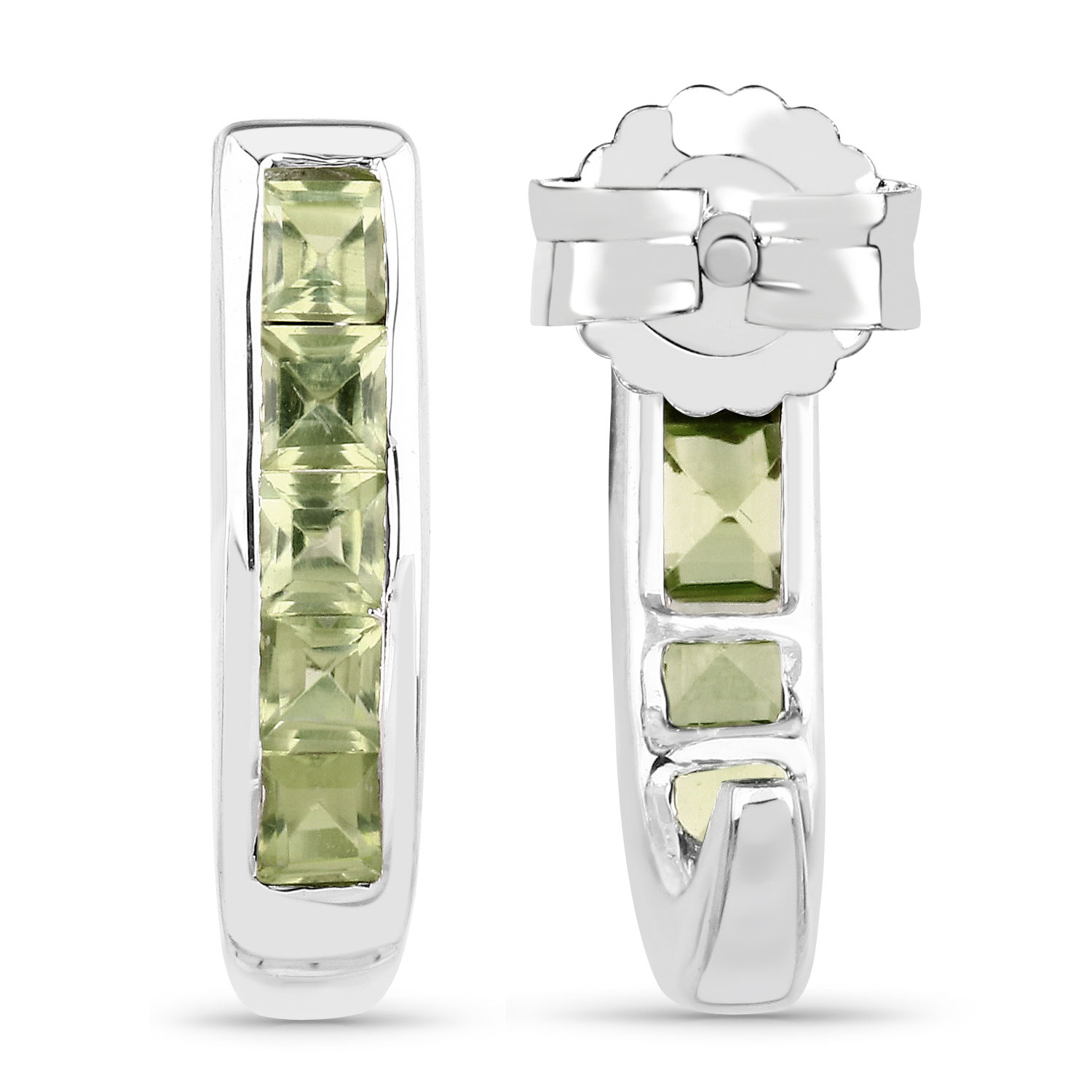 1.60 Carat Genuine Peridot .925 Sterling Silver Earrings