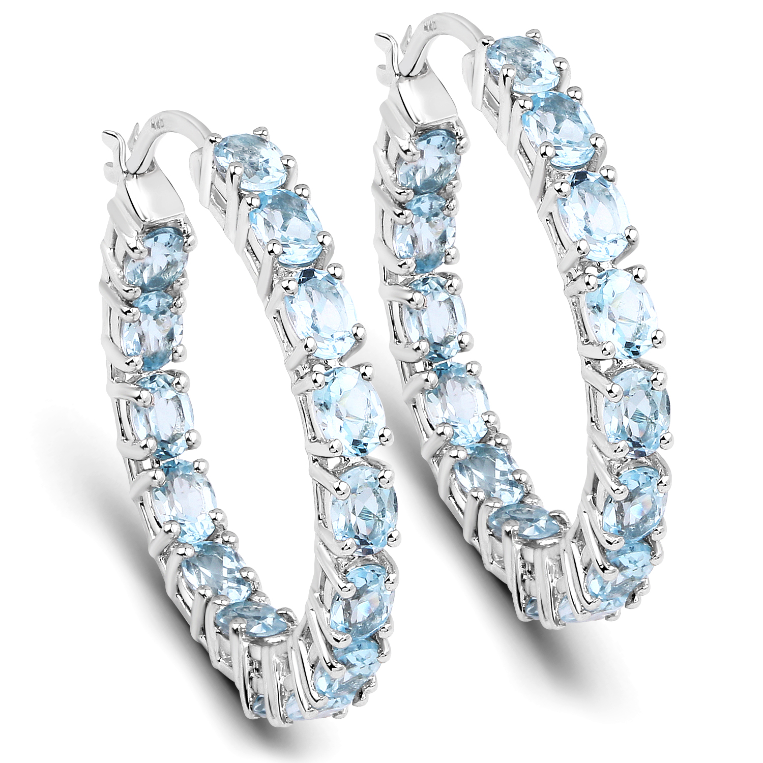 5.70 Carat Genuine Blue Topaz .925 Sterling Silver Earrings