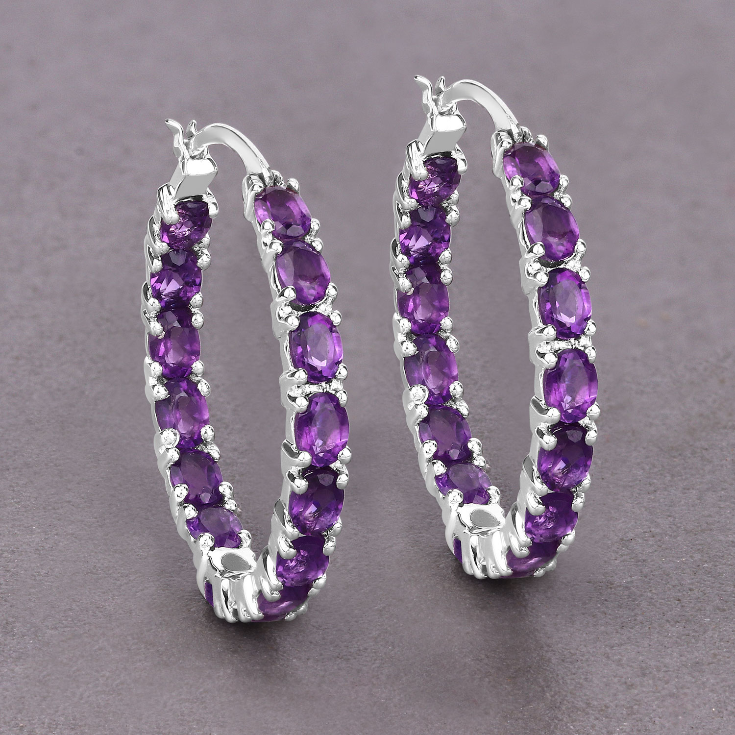 4.80 Carat Genuine Amethyst .925 Sterling Silver Earrings