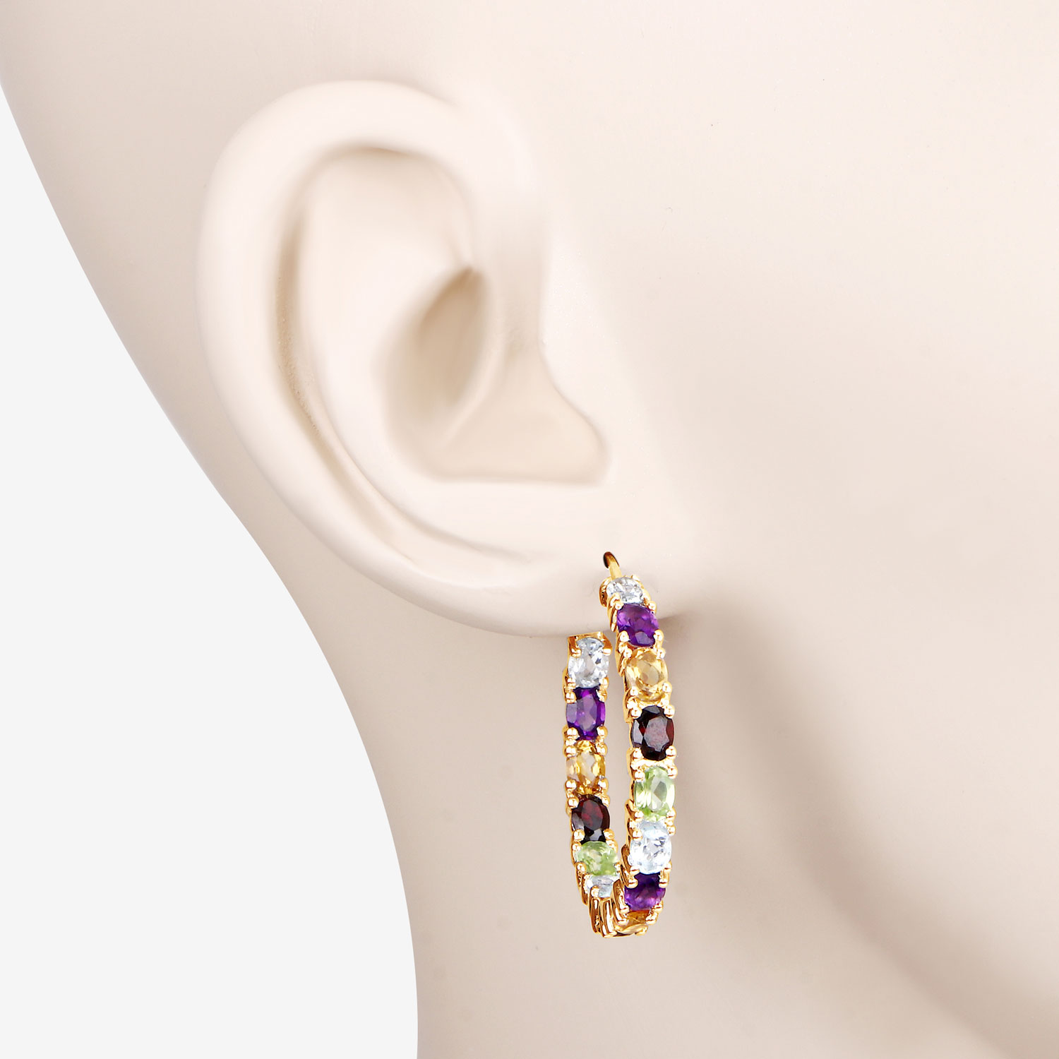 5.44 Carat Genuine Multi Stones .925 Sterling Silver Earrings