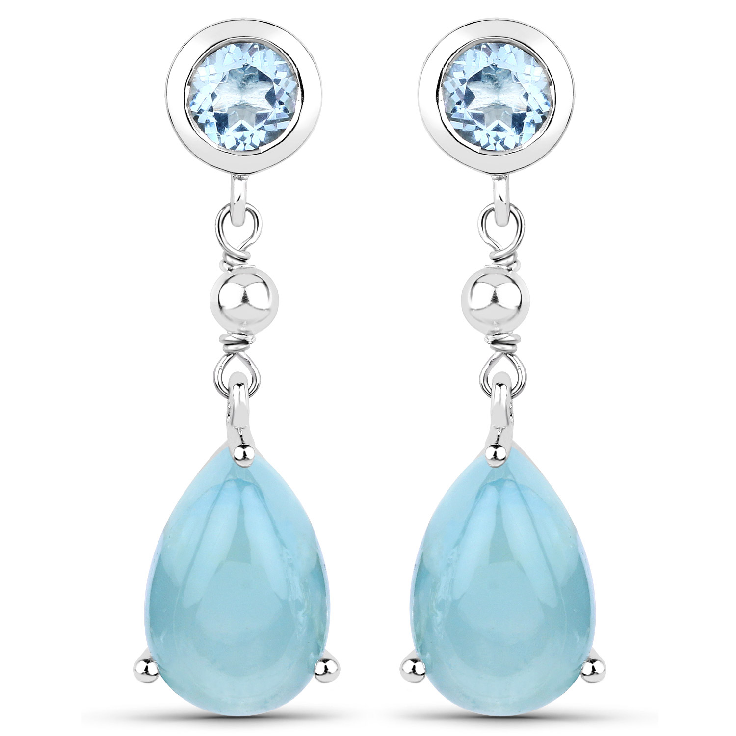 8.26 Carat Genuine Aquamarine .925 Sterling Silver Earrings