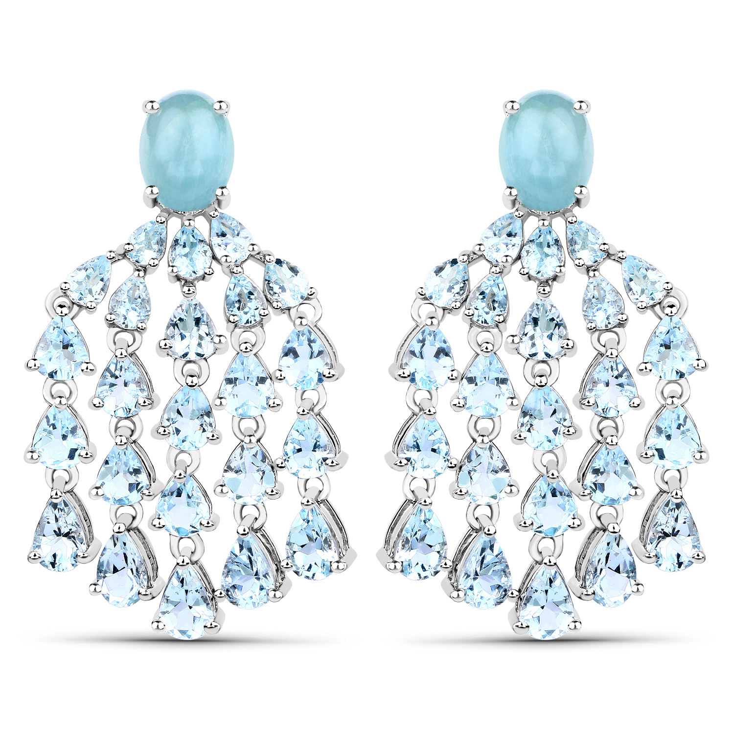 15.02 Carat Genuine Aquamarine .925 Sterling Silver Earrings