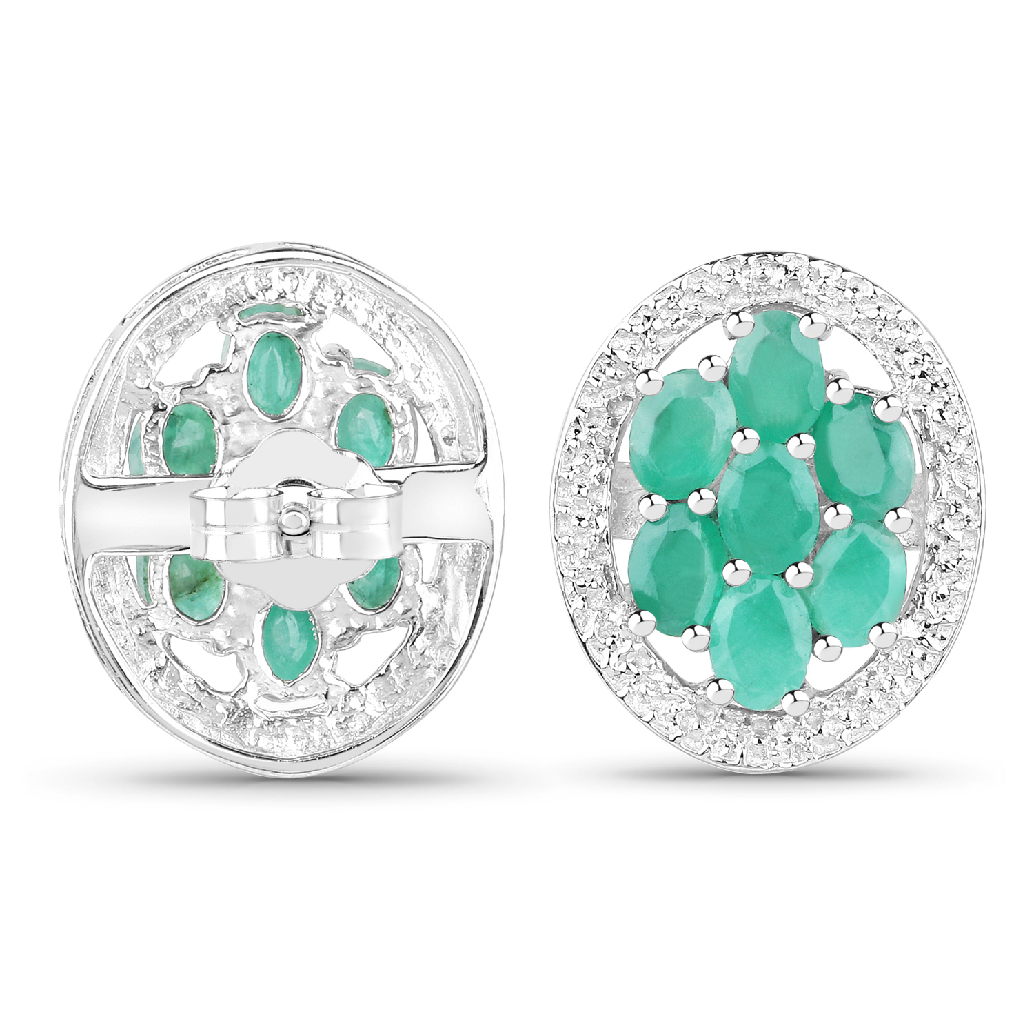 1.96 Carat Genuine Emerald .925 Sterling Silver Earrings