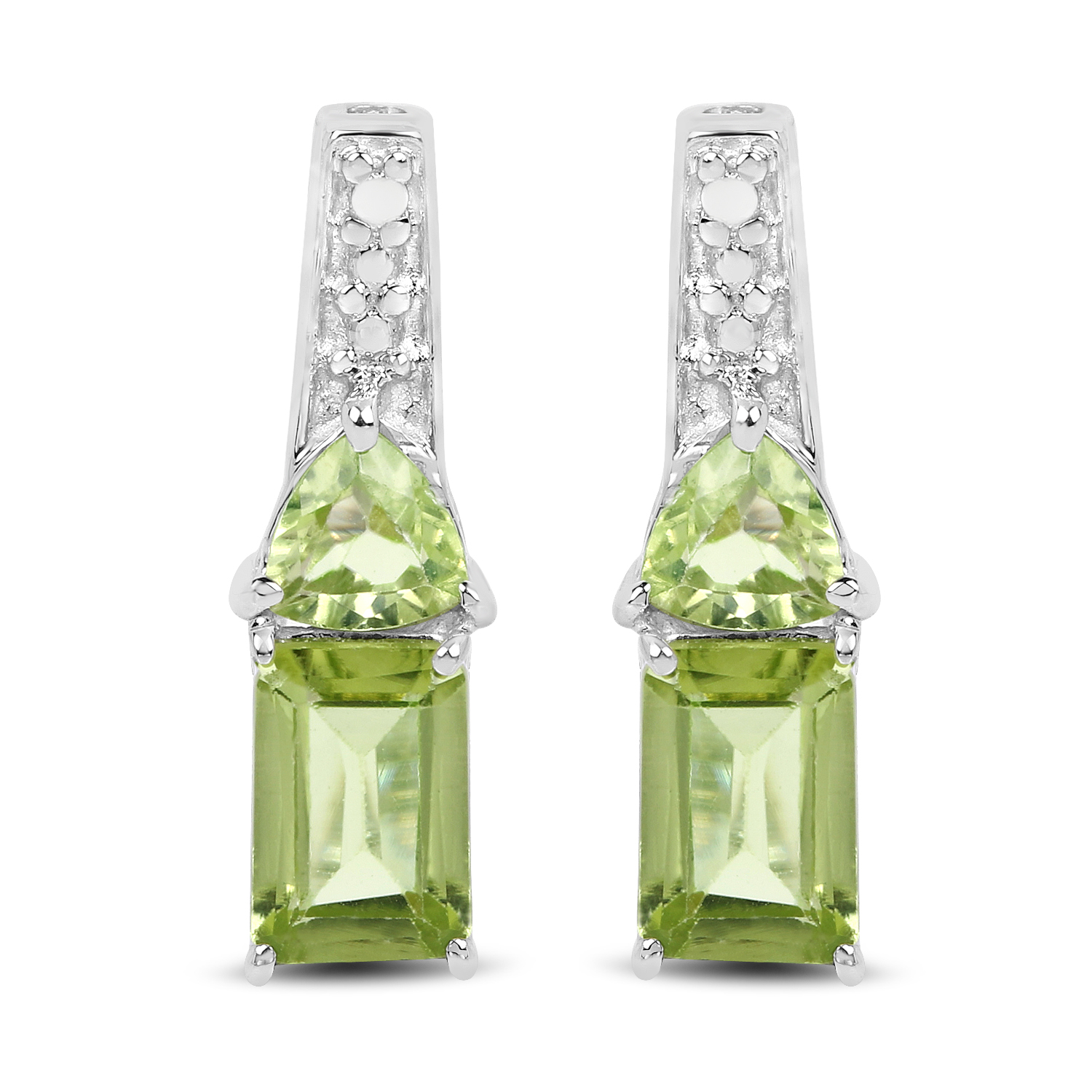1.60 Carat Genuine Peridot .925 Sterling Silver Earrings