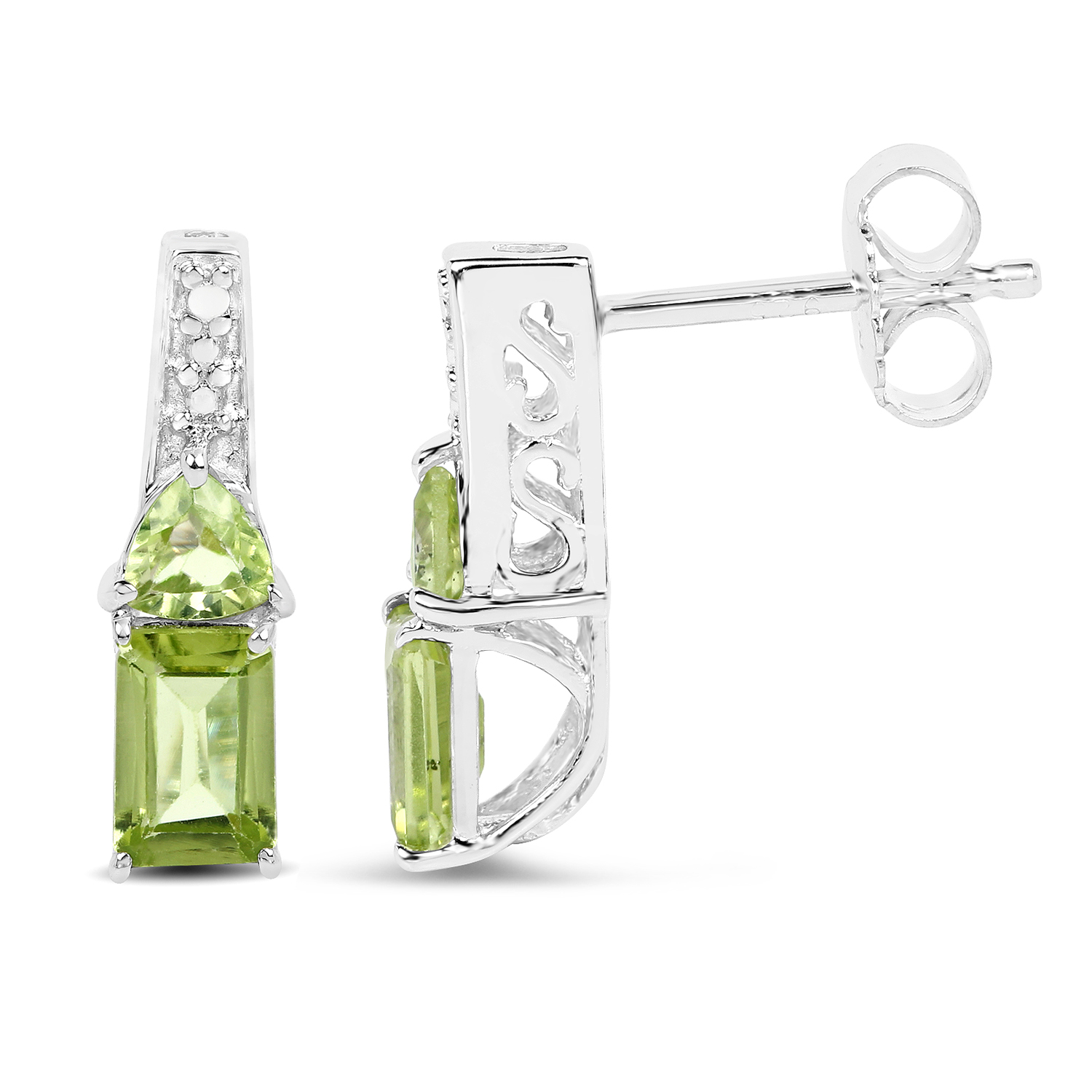 1.60 Carat Genuine Peridot .925 Sterling Silver Earrings