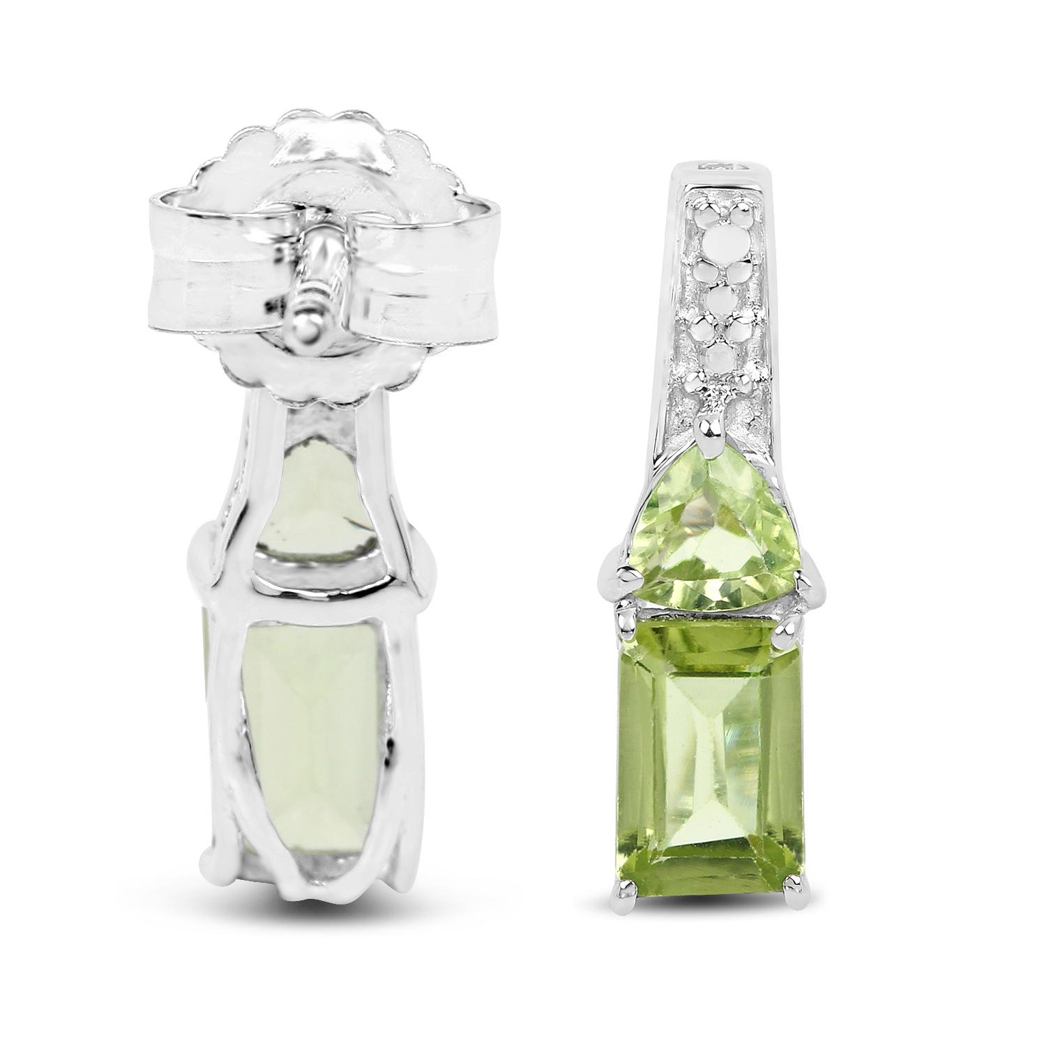 1.60 Carat Genuine Peridot .925 Sterling Silver Earrings