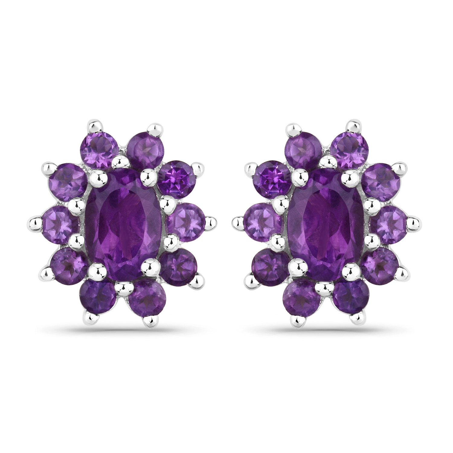1.44 Carat Genuine Amethyst .925 Sterling Silver Earrings
