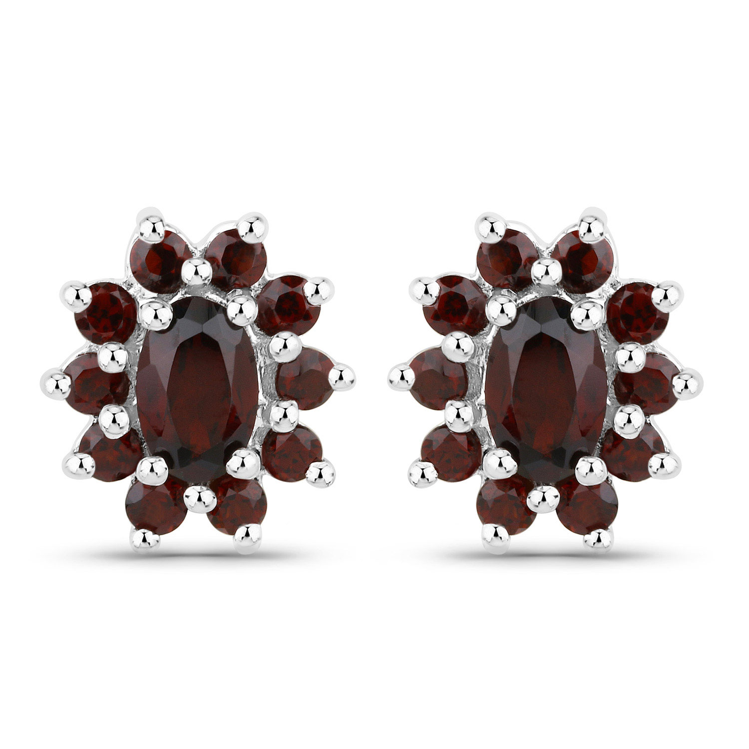 1.82 Carat Genuine Garnet .925 Sterling Silver Earrings