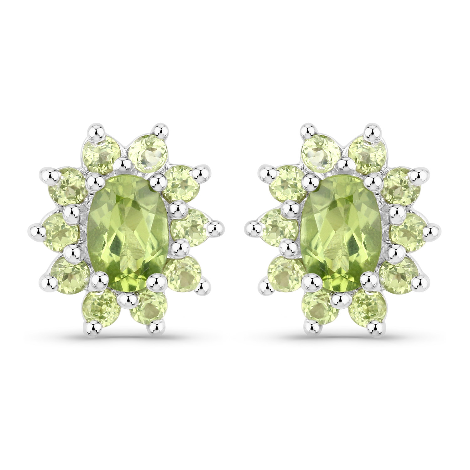 1.56 Carat Genuine Peridot .925 Sterling Silver Earrings
