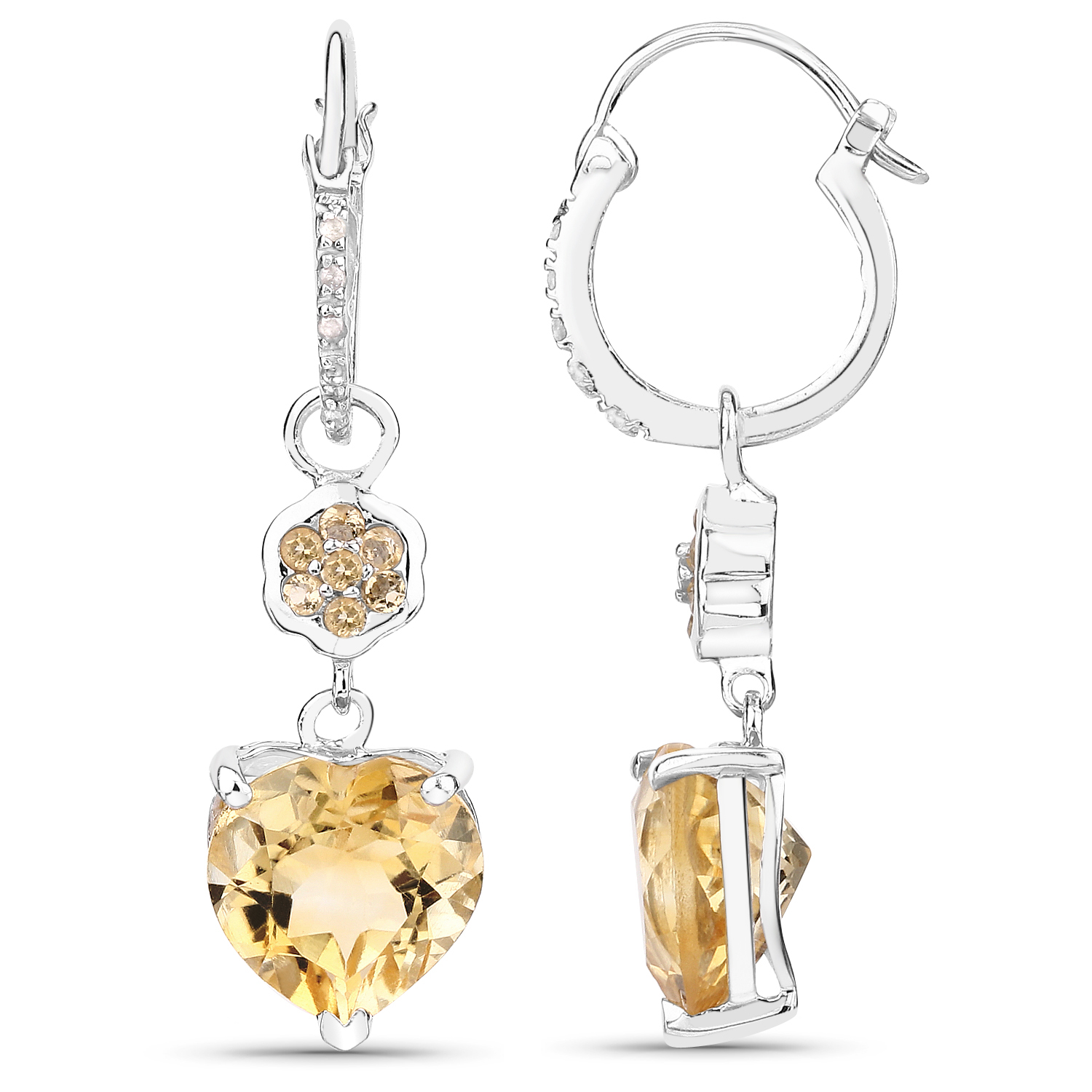 6.38 Carat Genuine Citrine & White Topaz .925 Sterling Silver Earrings