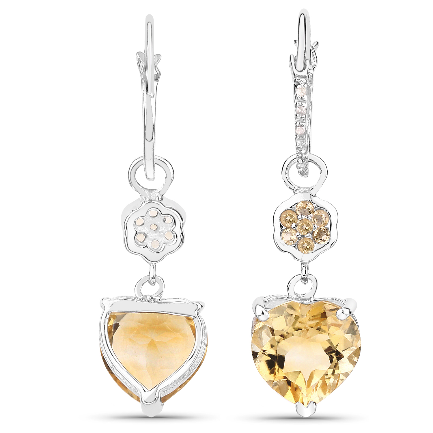 6.38 Carat Genuine Citrine & White Topaz .925 Sterling Silver Earrings