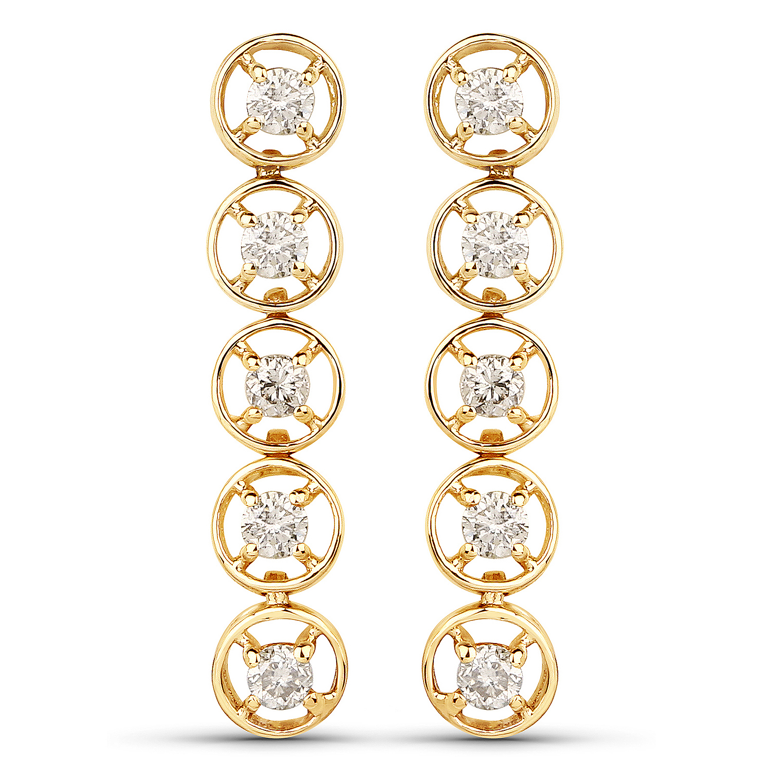 0.25 Carat Genuine Diamond 10K Yellow Gold Earrings