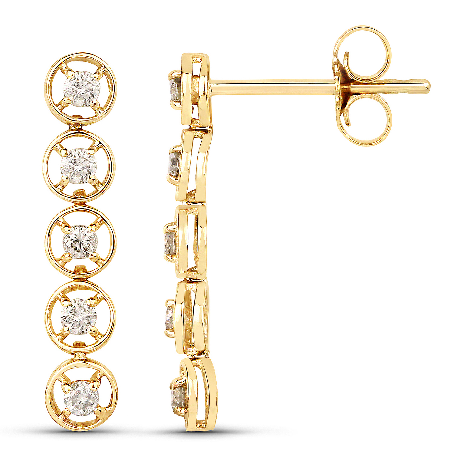 0.25 Carat Genuine Diamond 10K Yellow Gold Earrings