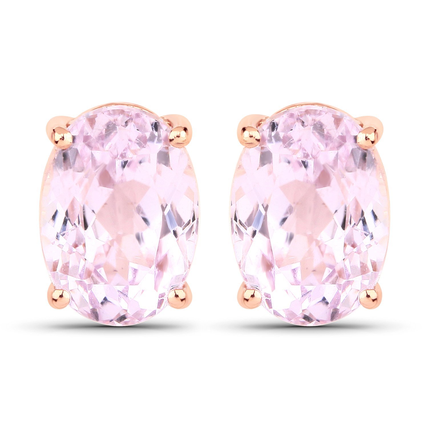 3.72 Carat Genuine Kunzite 14K Rose Gold Earrings