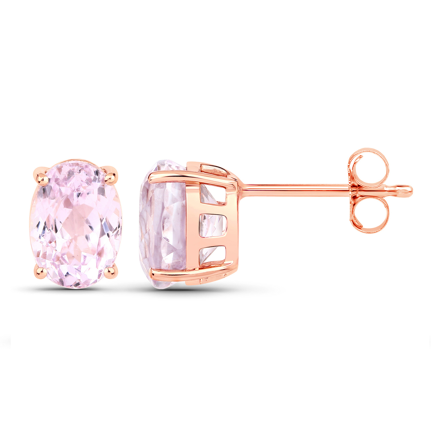 3.72 Carat Genuine Kunzite 14K Rose Gold Earrings
