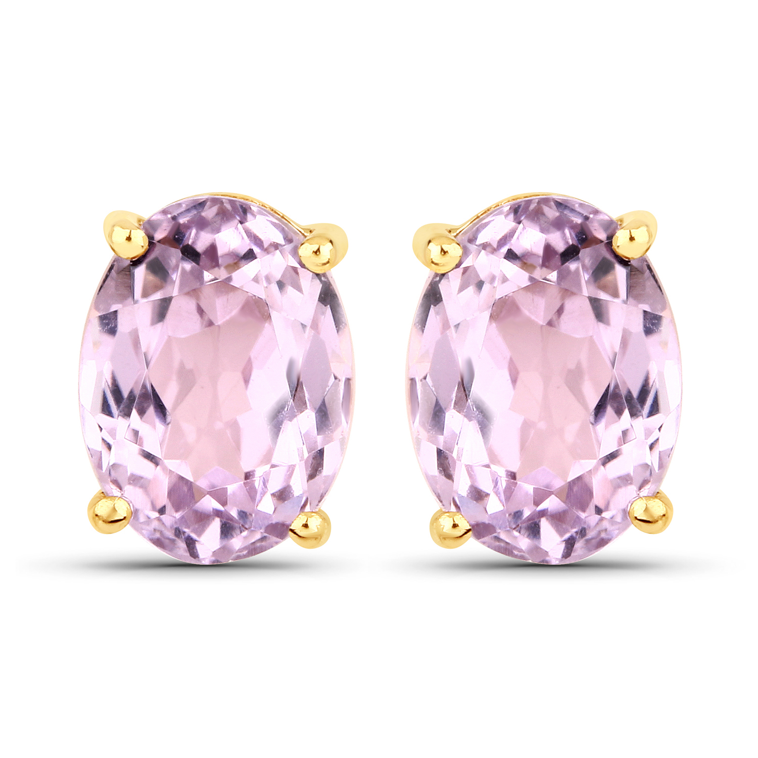 3.72 Carat Genuine Kunzite 14K Yellow Gold Earrings