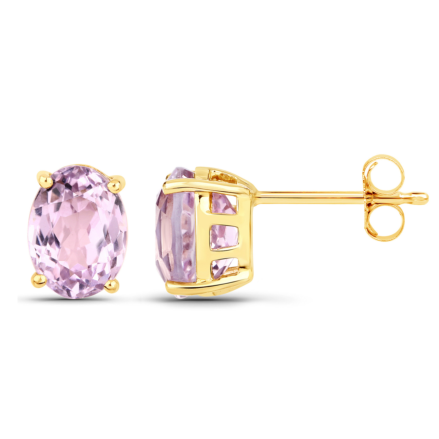 3.72 Carat Genuine Kunzite 14K Yellow Gold Earrings