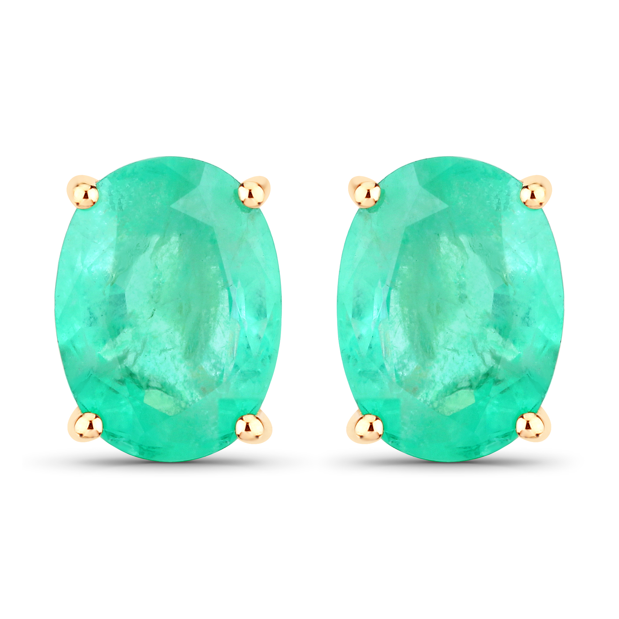 2.40 Carat Genuine Zambian Emerald 10K Yellow Gold Earrings