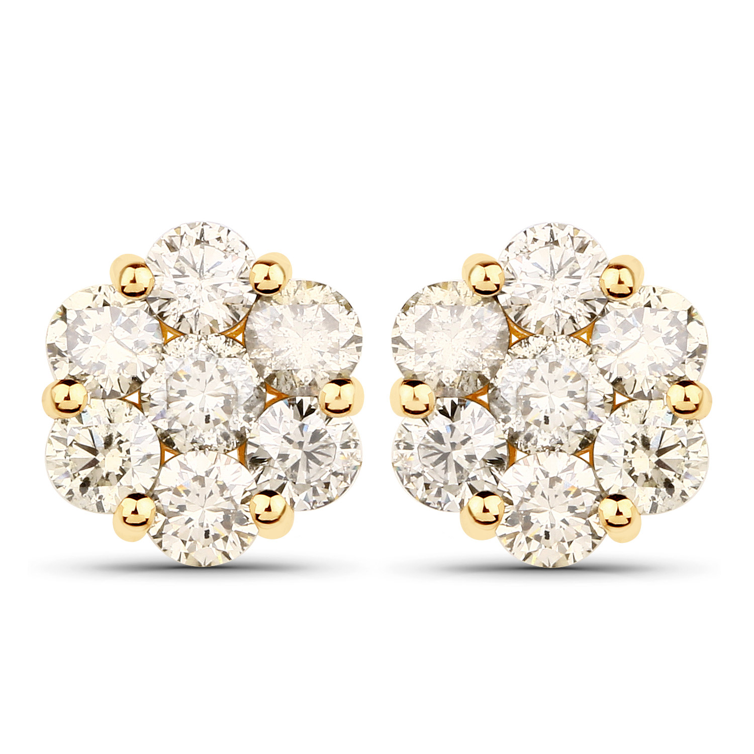 1.16 Carat Genuine TTLB Diamond 14K Yellow Gold Earrings