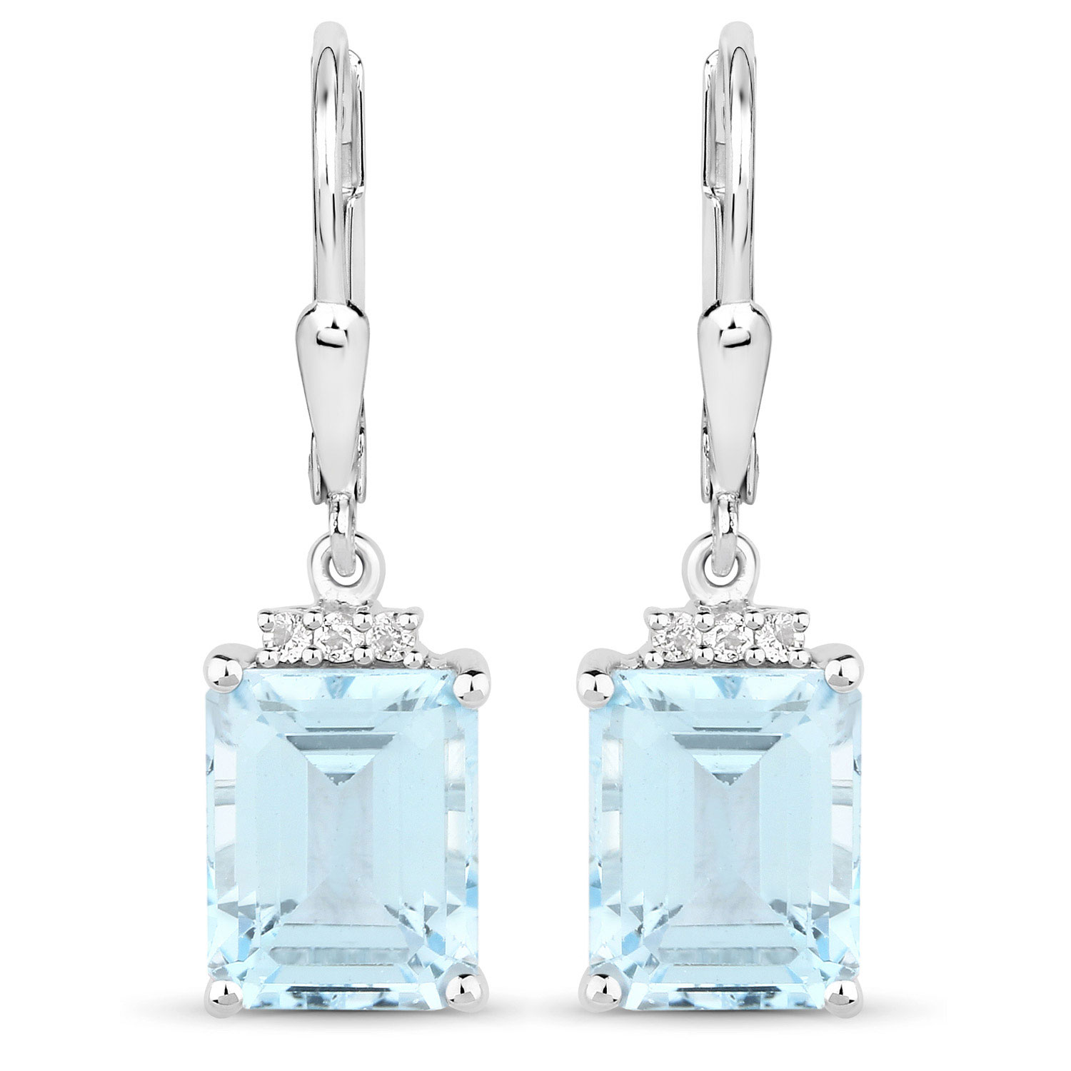 7.91 Carat Genuine Blue Topaz and White Topaz .925 Sterling Silver Earrings