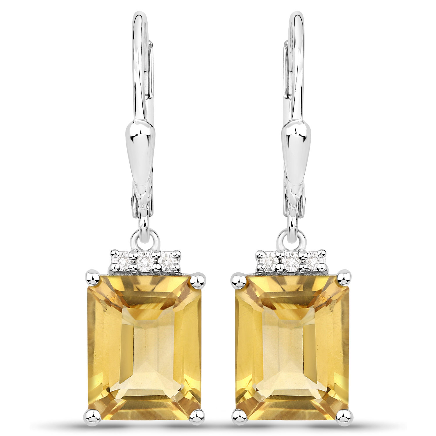 5.63 Carat Genuine Citrine and White Topaz .925 Sterling Silver Earrings