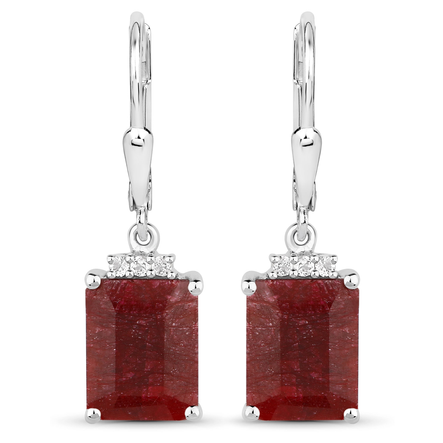 7.63 Carat Dyed Ruby .925 Sterling Silver Earrings