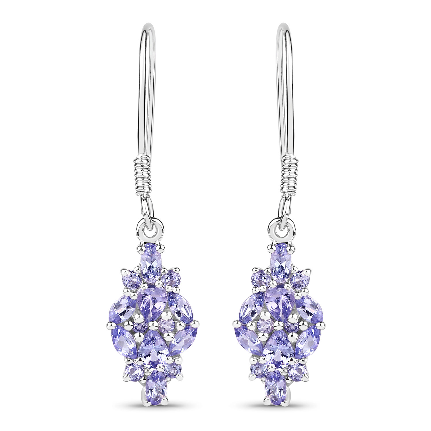 2.04 Carat Genuine Tanzanite .925 Sterling Silver Earrings