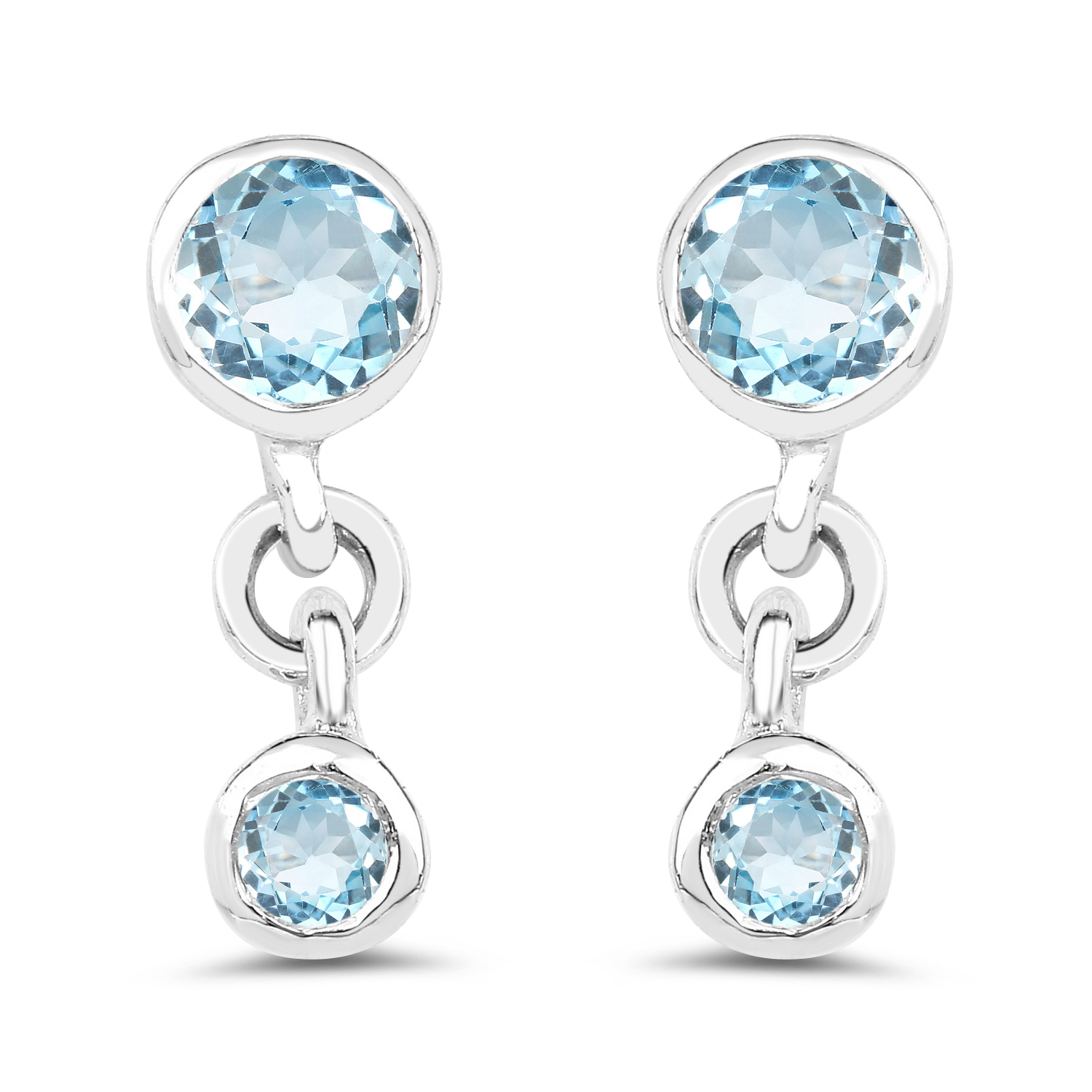 0.79 Carat Genuine Blue Topaz .925 Sterling Silver Earrings