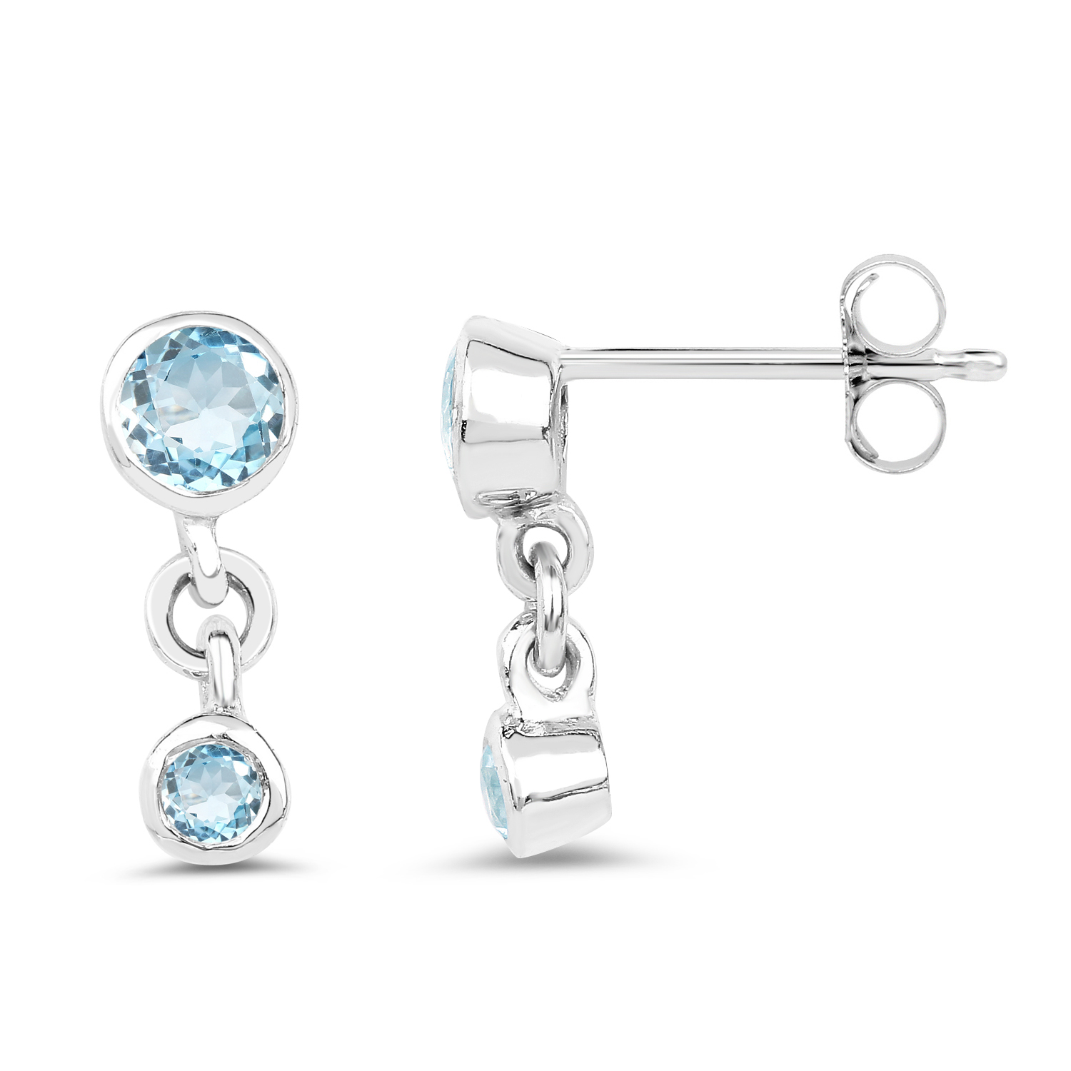 0.79 Carat Genuine Blue Topaz .925 Sterling Silver Earrings